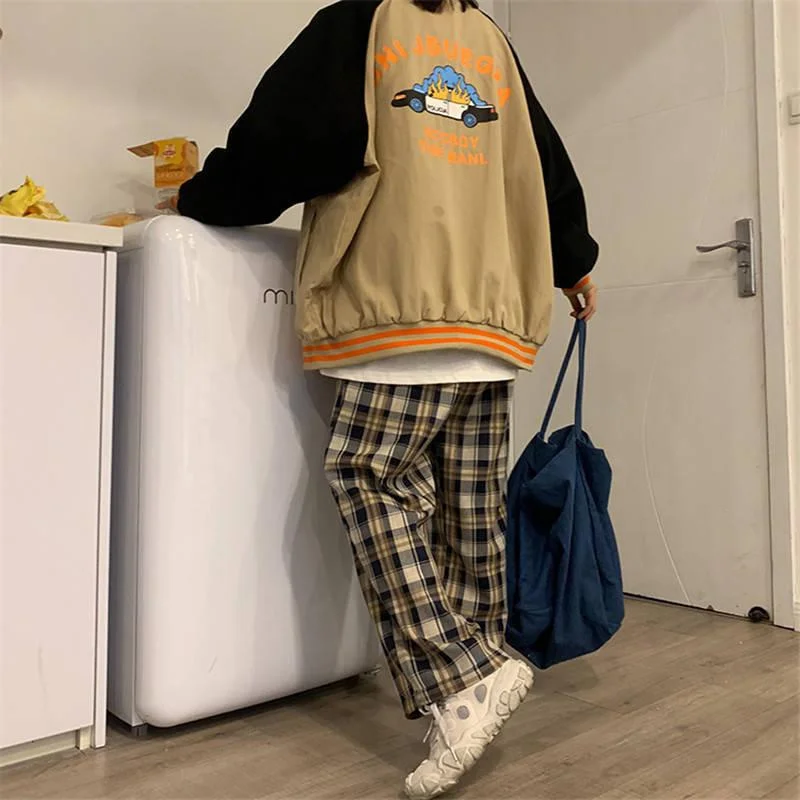 Brownm Waist Checkered Sweatpants