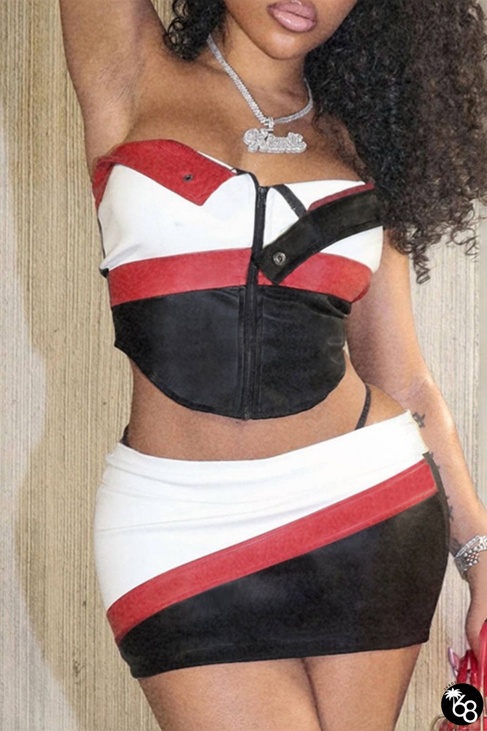 Sexy Casual Patchwork Backless Contrast Strapless Sleeveless Two Pieces | 168DEAL
