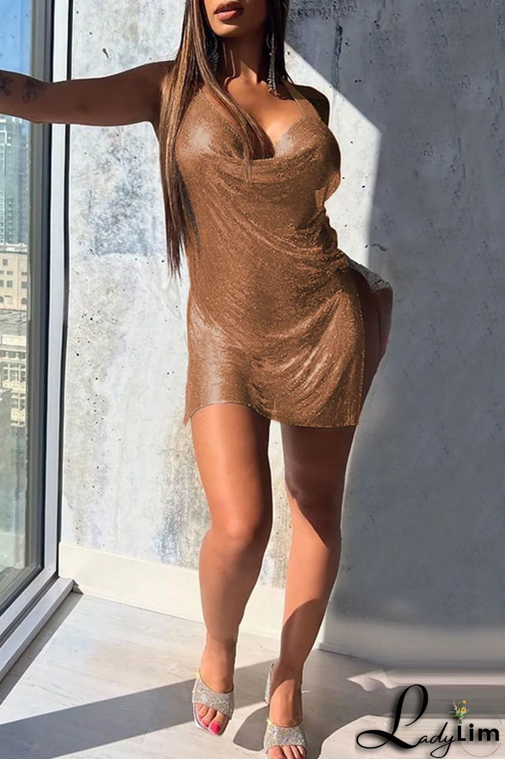 Black Sexy Solid Split Joint Backless Slit V Neck Straight Dresses