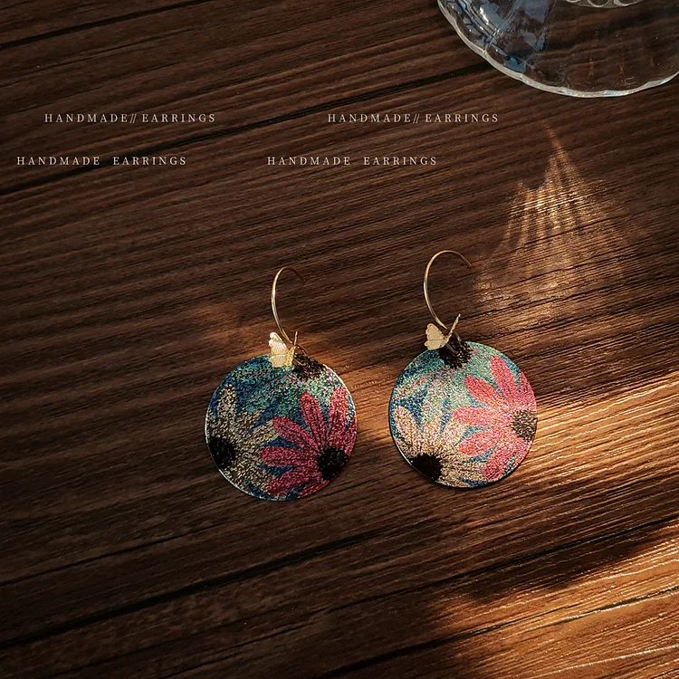 Colored Butterfly Flower Earrings