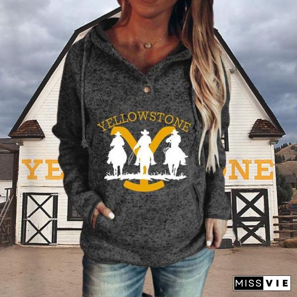 Printed Leisure Long Sleeve Hoodie