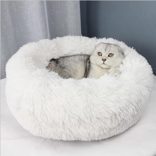 comfy warm plush round bed pet beds for dogs cats