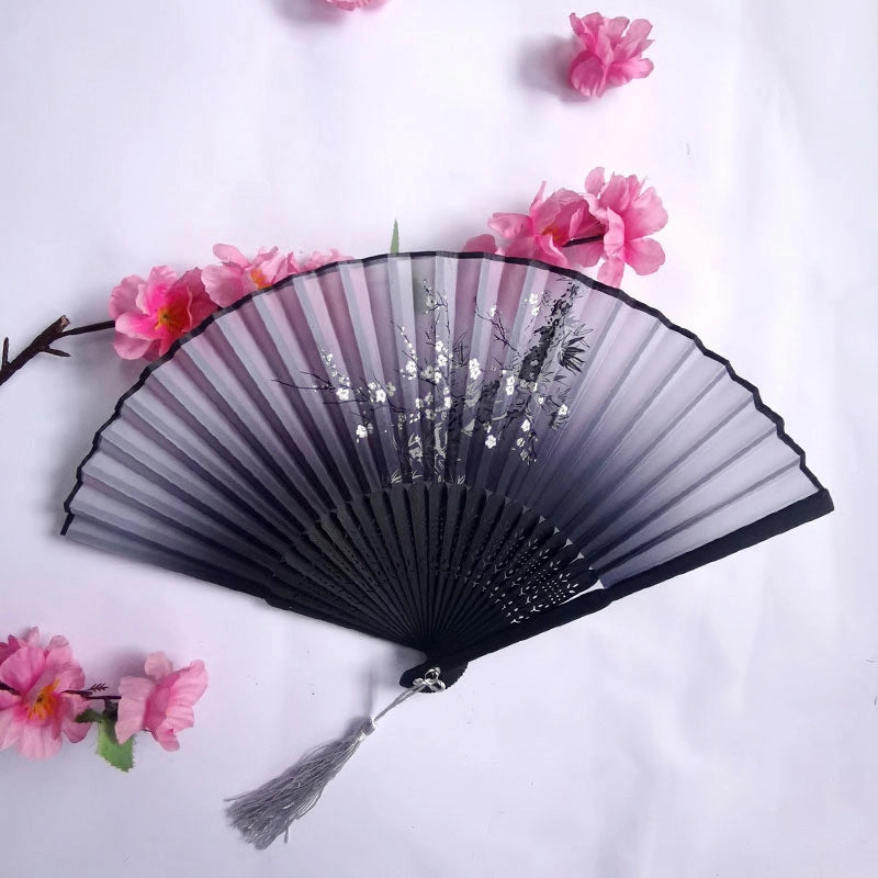 3 Pieces Ancient Style Folding Fan Female Classical Tassel Silk Fan Chinese Style Small Fan Portable Dance Craft National Fashion Fan Student Fan
