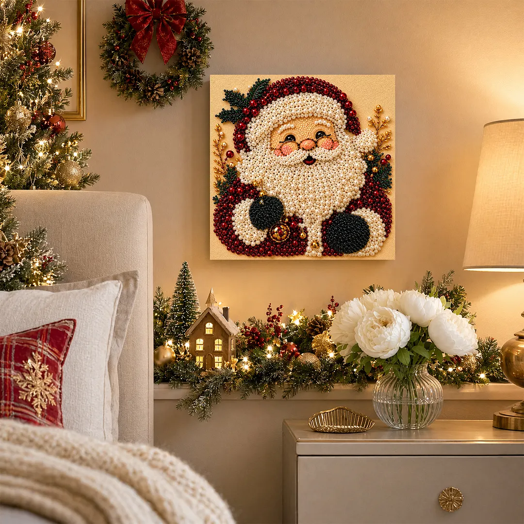 Pearl Painting Kit for Adults Framed Christmas Santa