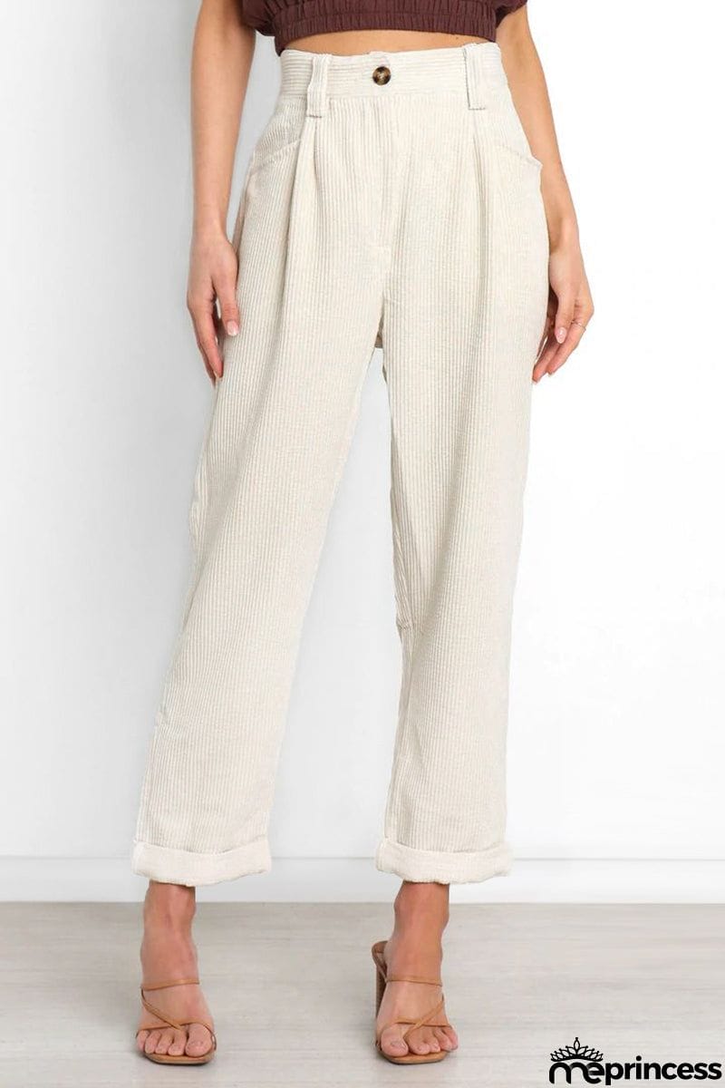 High Waisted Baggy Corduroy Pant