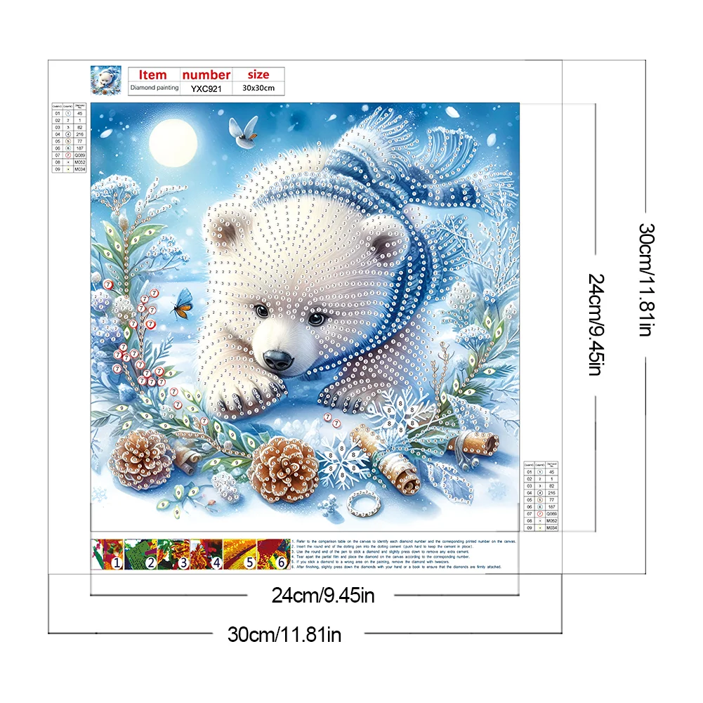 Diamond Painting - Partial Special Shaped Drill - Snow Bear(Canvas|30*30cm)
