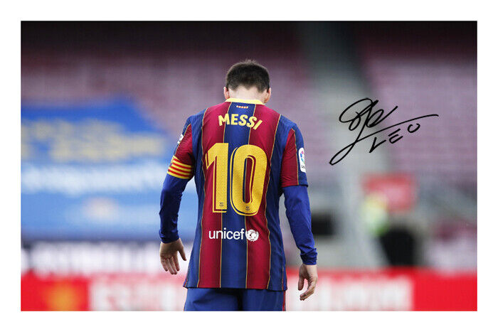 Lionel Messi Signed A4 Autograph Photo Poster painting Print Football Barcelona