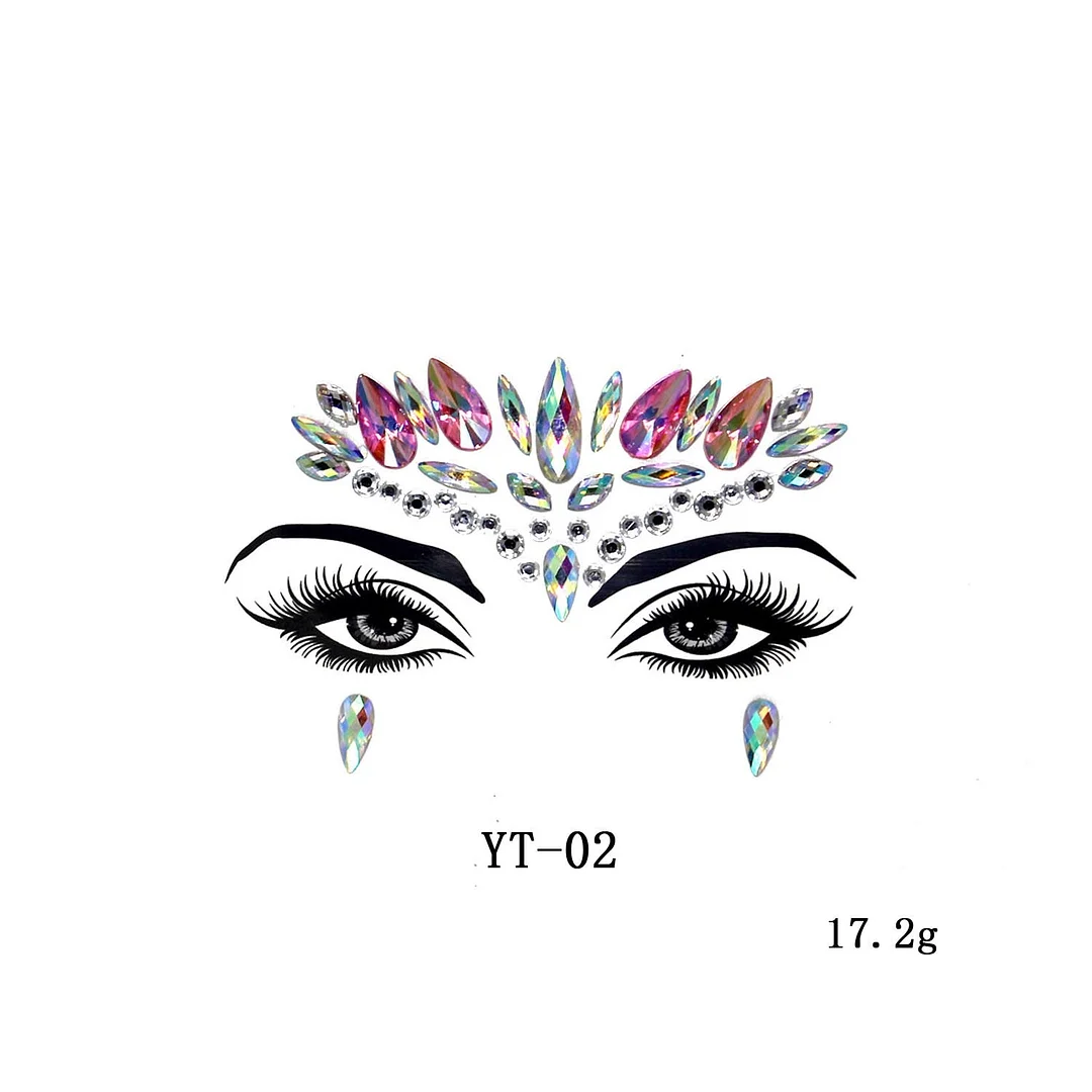 Sexy Style Rhinestone Acrylic Self-adhesive Jewelry Face Creative Tattoo Body Art Jewelry Masquerade Eyes Beauty Makeup Sticker