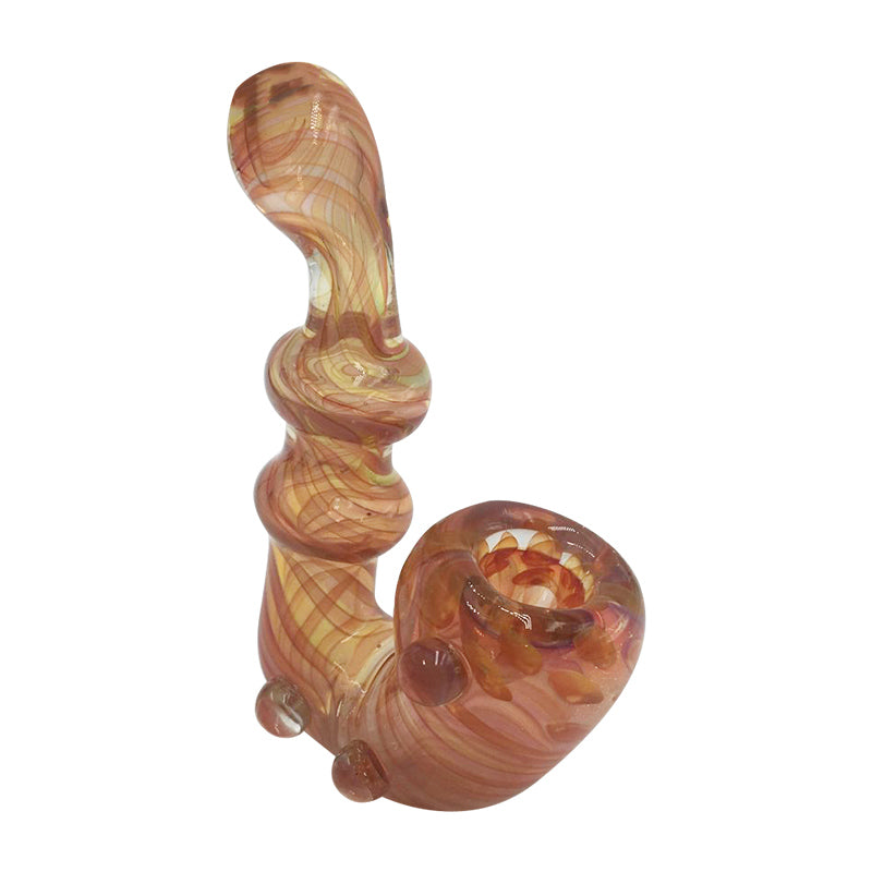 Multiple Circles Glass Spoon Pipe with Reverse Waves Bowl