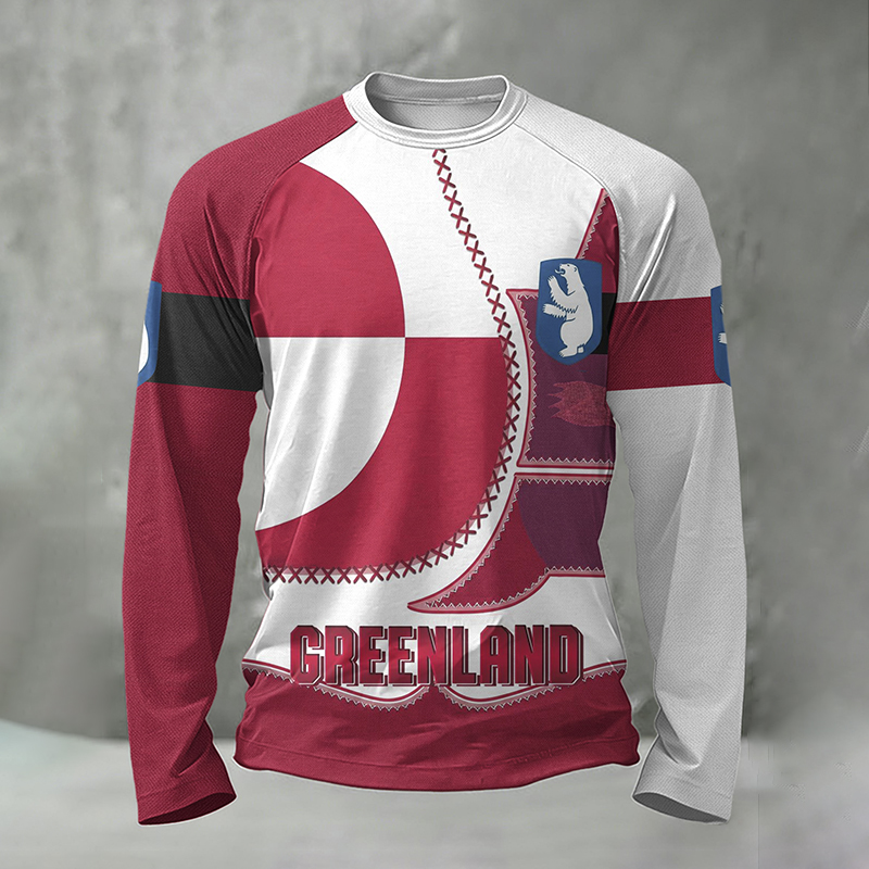 Men's Greenland Print Long Sleeve Casual T-shirt artswardrobe