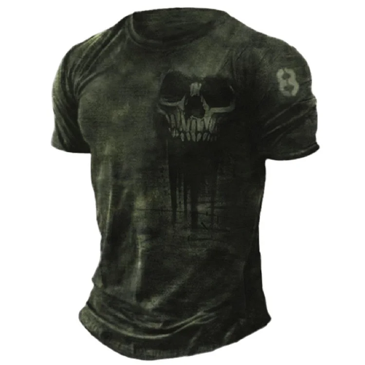 3D Vintage Horror Skull Top Hip Hop Rock Streetwear O-neck Short Sleeve Tee Oversized T-Shirt at Hiphopee