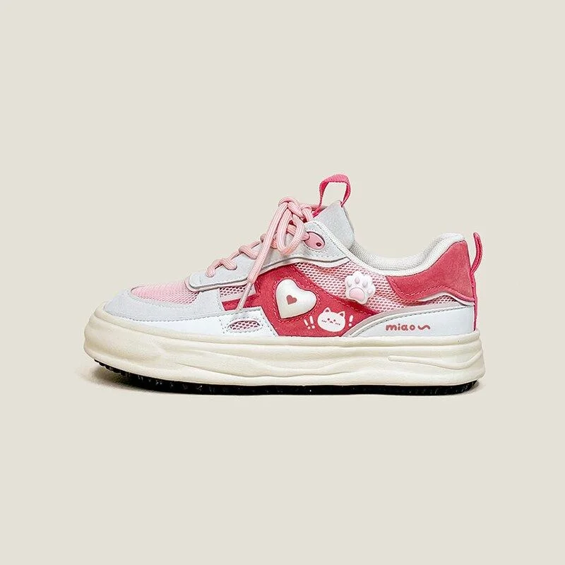 Pink Kitty Cat Canvas Shoes - Women's