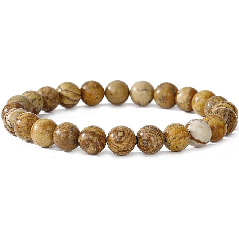 8mm Semi-Precious Stone Beaded Bracelet Men Women Tiger Eye Lava Gift Crystal Beaded Bracelet