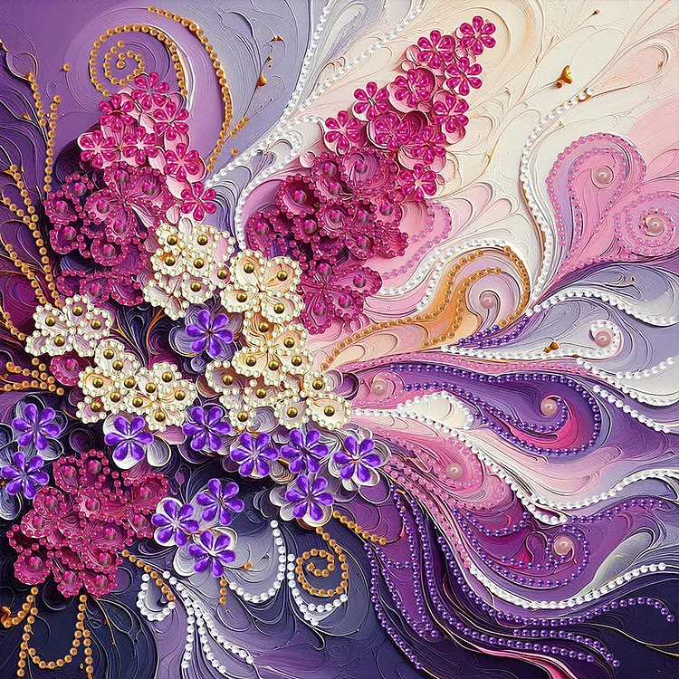 Partial Special-shaped Diamond Painting - Blooming Flowers 30*30CM
