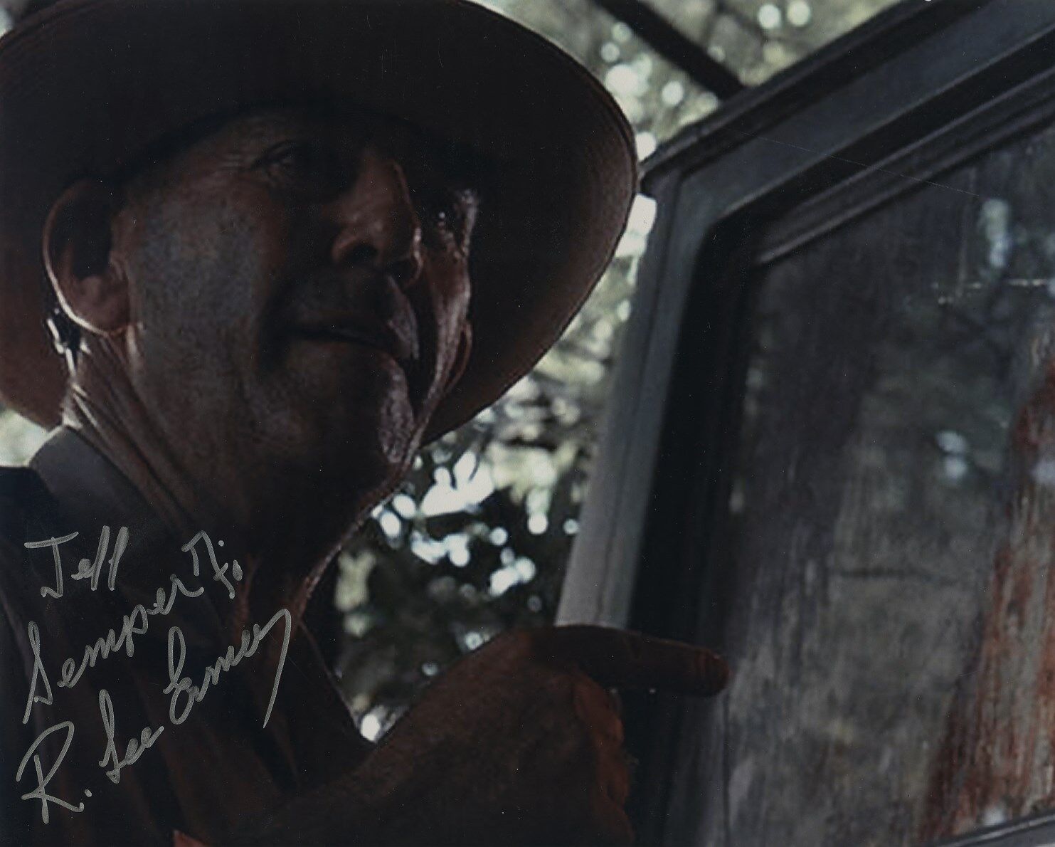 R. LEE ERMEY SIGNED AUTOGRAPHED TEXAS CHAINSAW MASSACRE Photo Poster painting TO JEFF