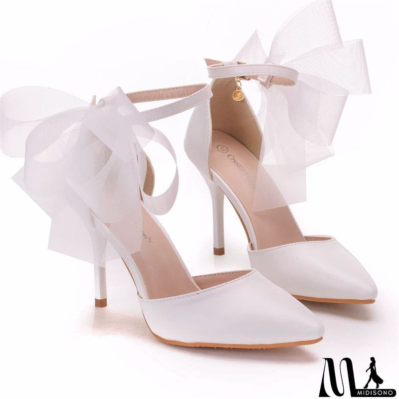 MidiSono - Sexy Fire Red&White Butterfly Floral Pointed Toe Party High Heel Pumps