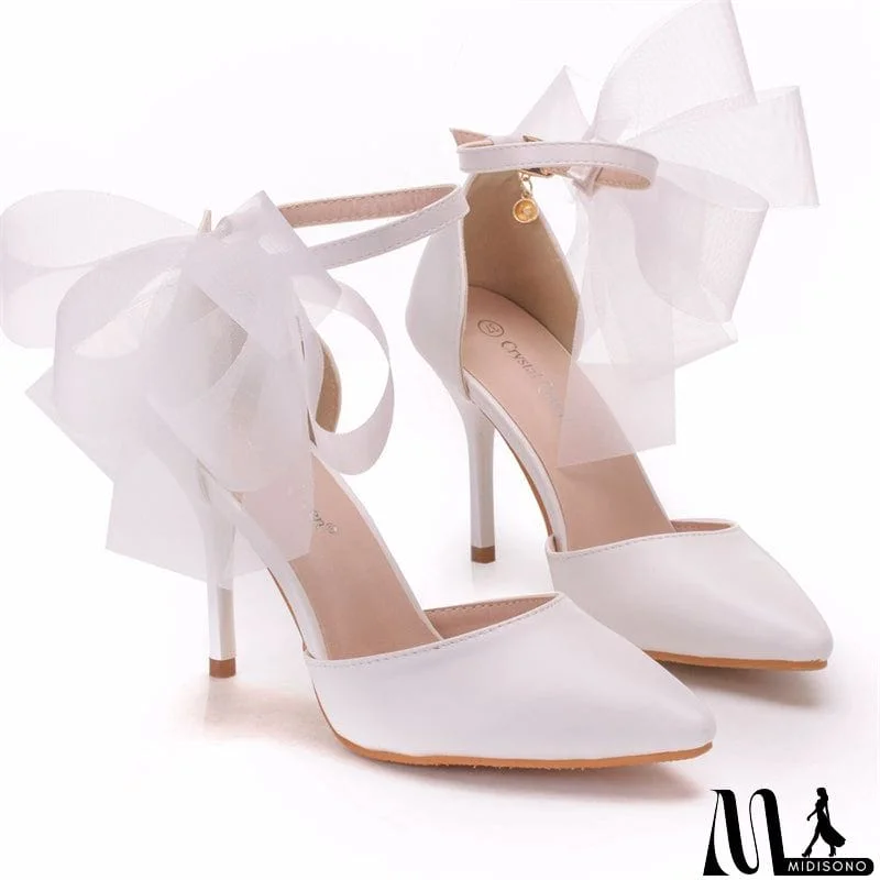 MidiSono - Sexy Fire Red&White Butterfly Floral Pointed Toe Party High Heel Pumps