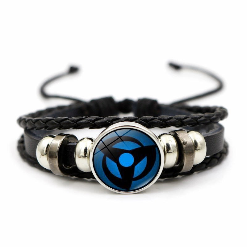 Naruto Sharingan Leather Bracelet For Men And Women Students Woven Bracelet Animation Kaleidoscope Hand Jewelry