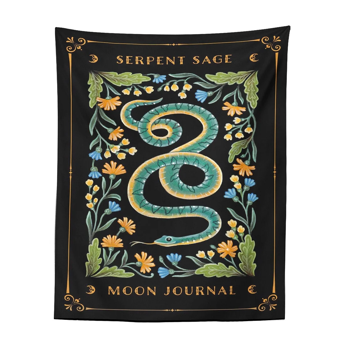 Serpent Sage Wall Decor Moon Journal Tapestry Hangings The Phases of Your Life Witchy Snake Witchcraft Wall Art Decor Boho Tapiz