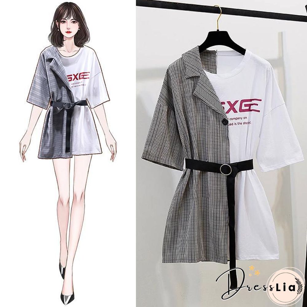 Fashion Plaid Patchwork Mini Dress P11635