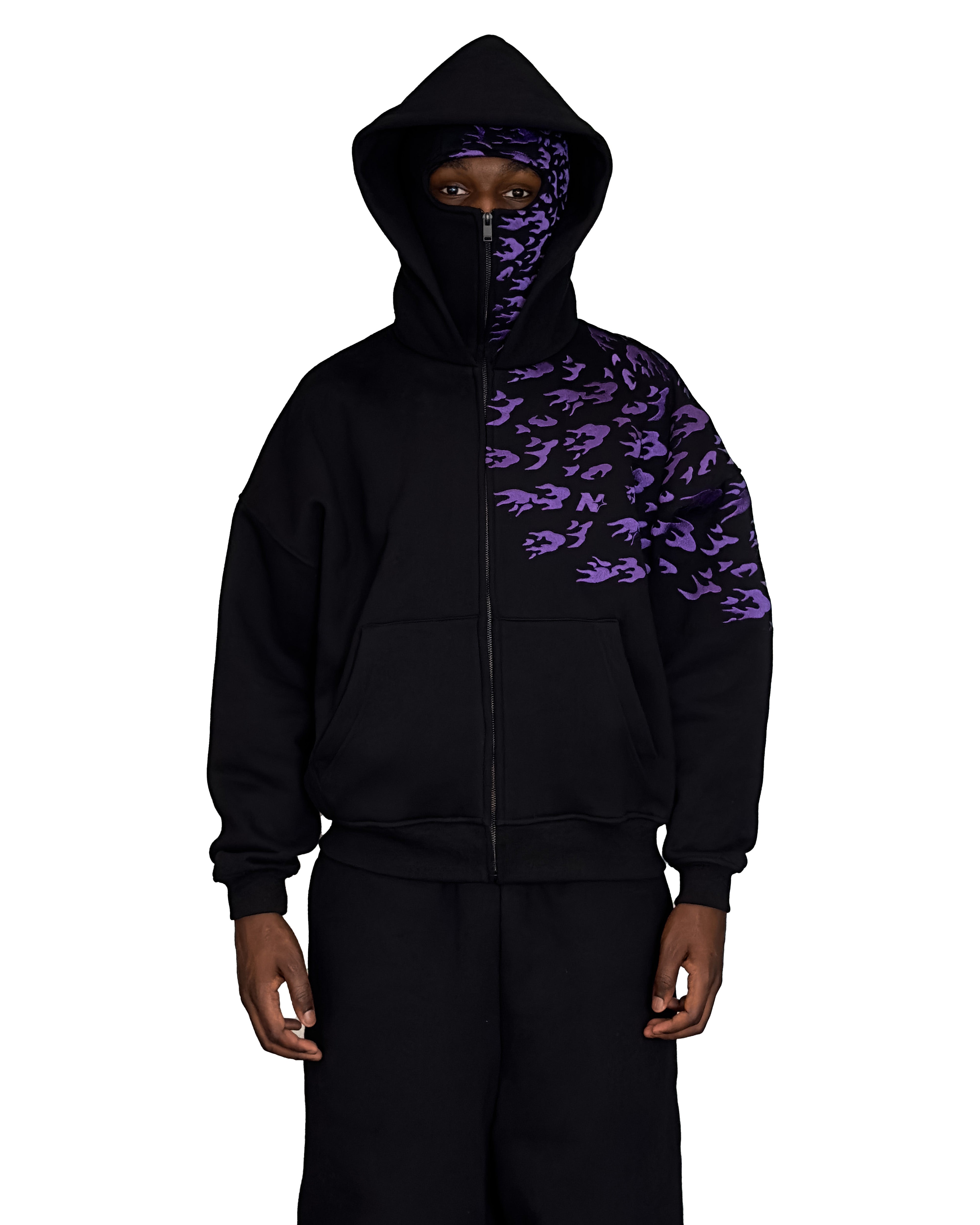 "SASUKE UCHIHA X CURSE MARKS" BALACLAVA ZIP HOODIE