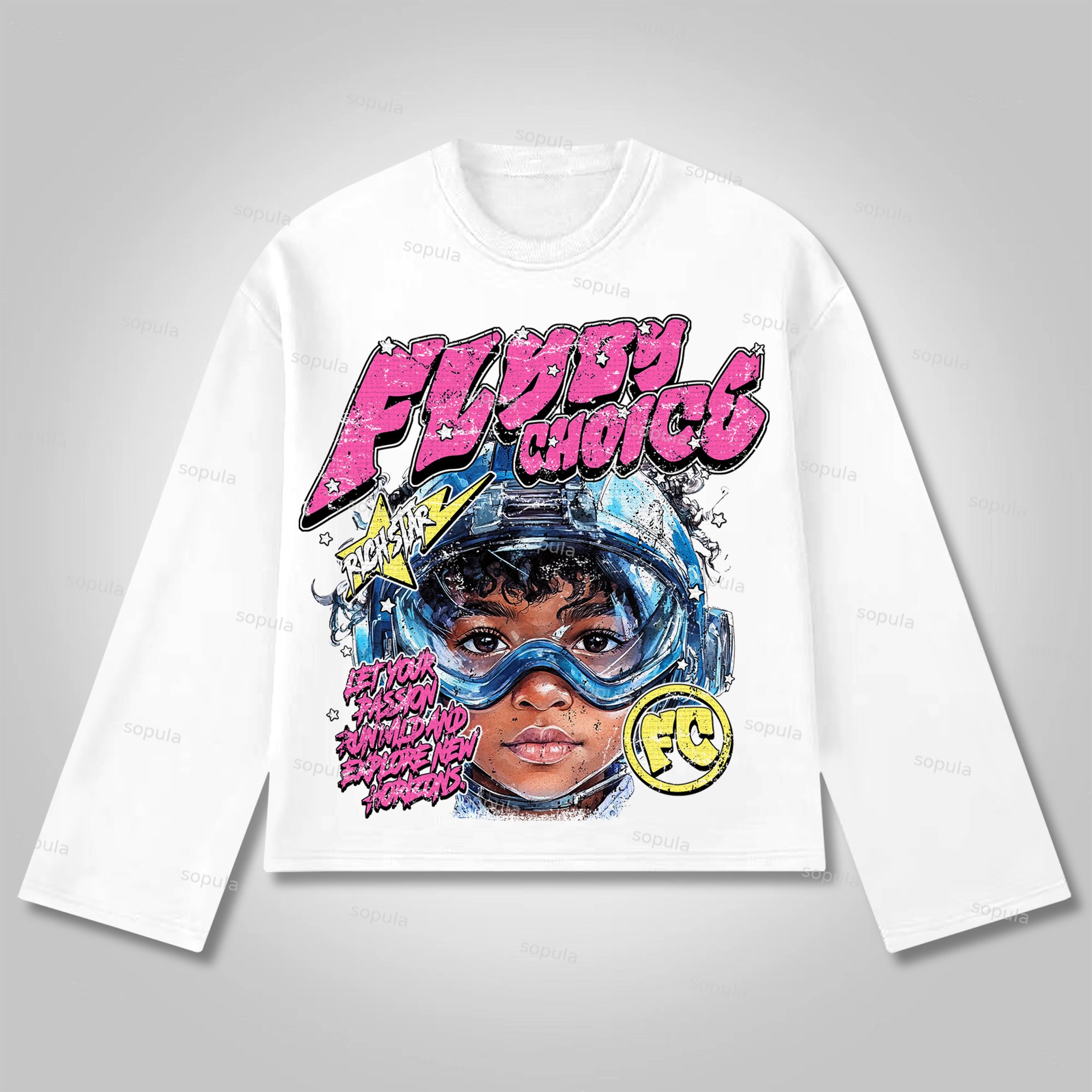 Sopula Vintage Fly By Choice Graphic Cotton Long Sleeve T-Shirt