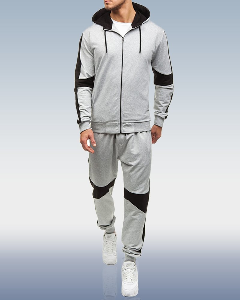 Men's Grey Zip Hoodie Two Piece