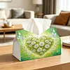 DIY Diamond Art Tissue Box Holder Daisy Flower Heart PU Leather Diamond Art Desktop Organizer Resin Rhinestone Storage Organizers Gem Art Home Office Decor Craft Gift