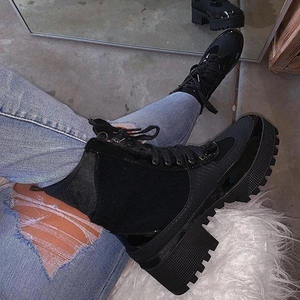 Platform Patchwork Color Block Boots -boots