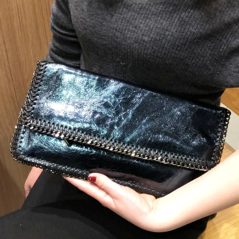 Mongw Mongw Ladies With Vintage Fashion Clutch Bag Soft Leather Folding Clutch Bag Cross-Body Bag