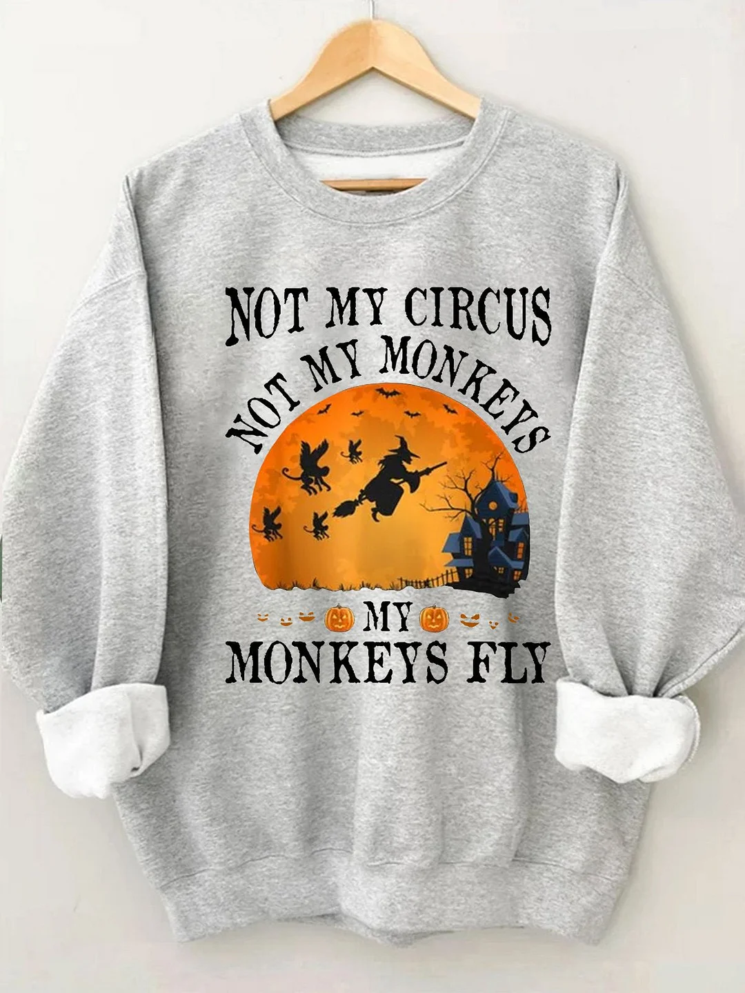 Women's Not My Circus Not My Monkeys Halloween Party Casual Crew Neck Shirt
