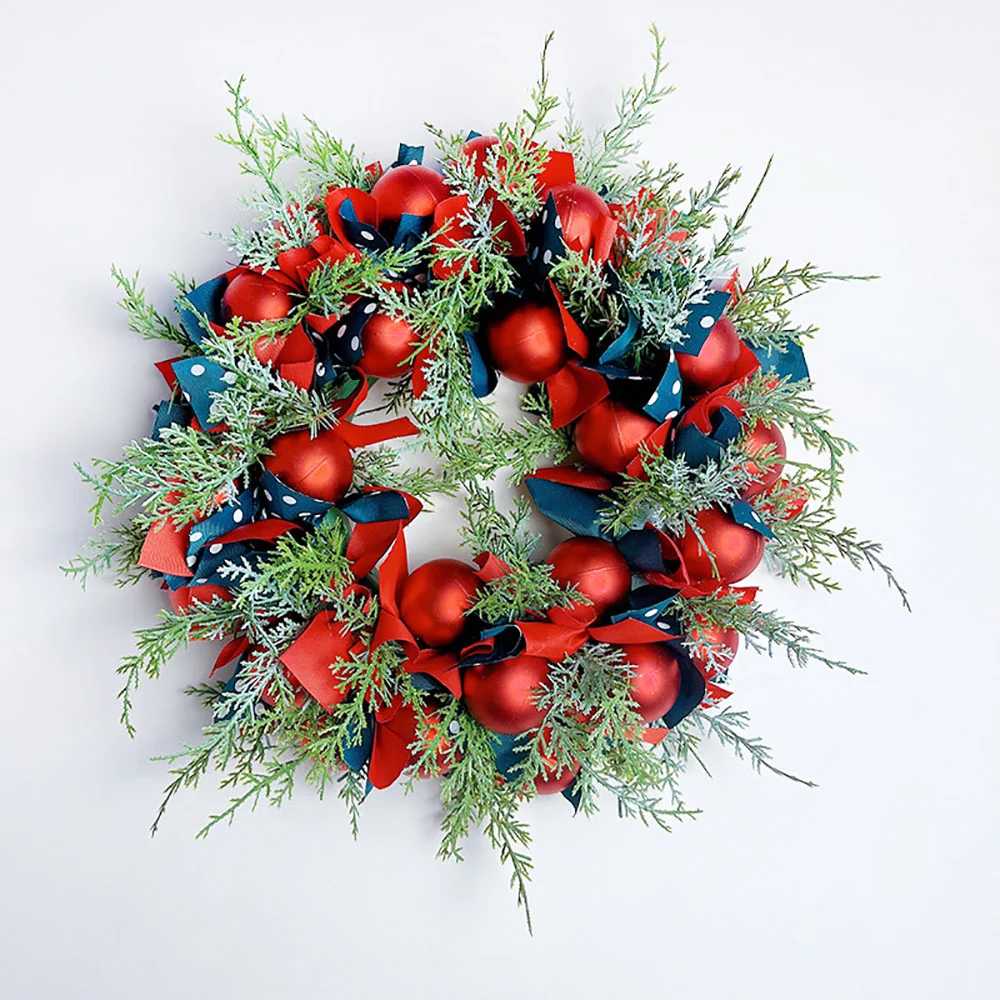 Christmas Day Ornament Ball Ribbon Wall Decoration Wreath