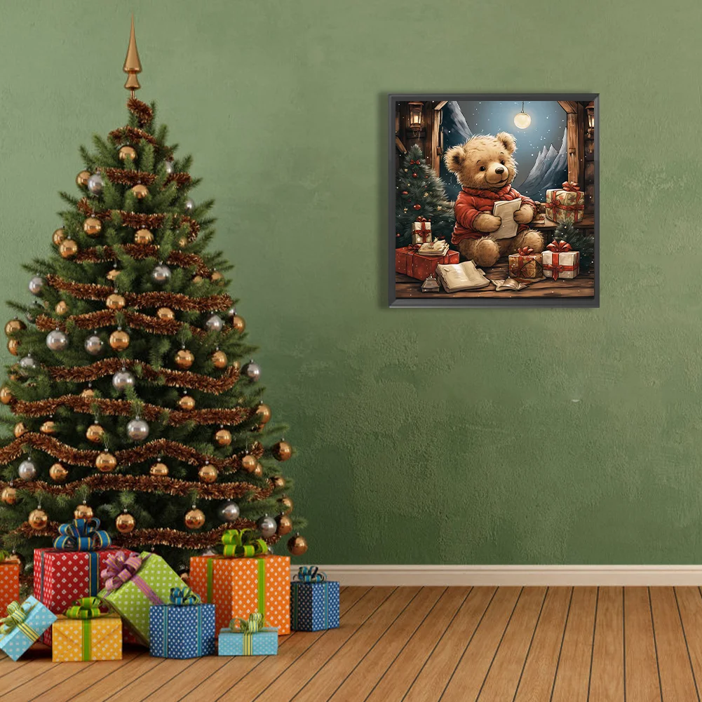 Diamond Painting - Full Round Drill - Christmas Eve Bear(Canvas|40*40cm)