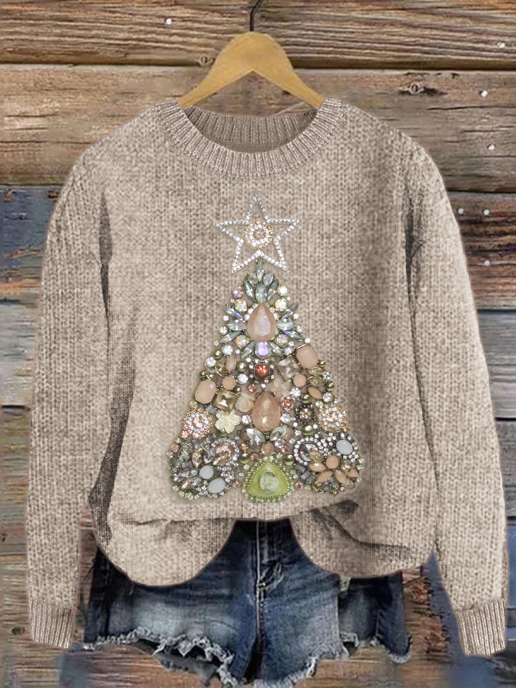 Christmas Tree Jewelry Art Cozy Knit Sweater wearshes