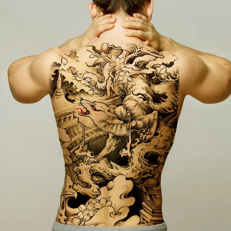 temporary tattoo stickers new designs skull Witch evil black waterproof temporary flash tattoos full back chest for men women