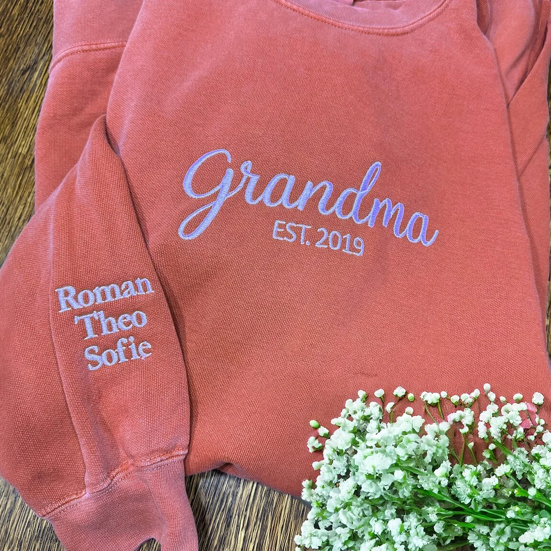 Custom EMBROIDERED Mommy Sweatshirt with Kids Names