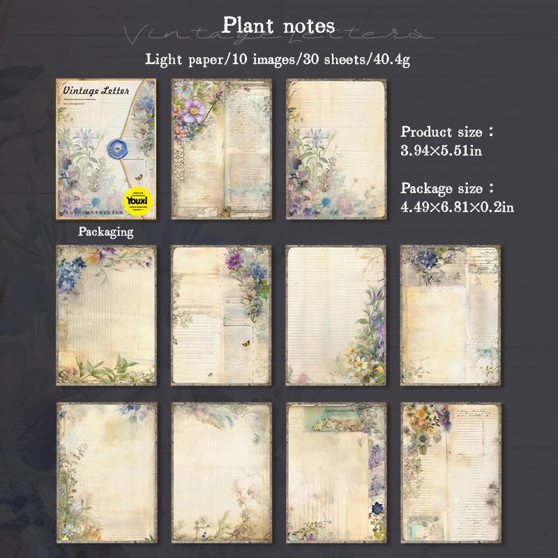 Material Paper - Vintage Letters Series Vintage Lace Flower Landscape 