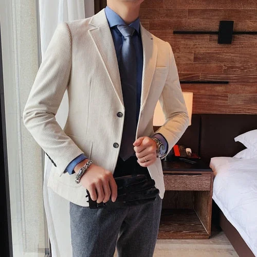 Inongge Men's Corduroy Fabric Casual Business Suit/Male Slim Fit Fashion Leisure Blazers/Men's Jacket Brand Clothing Coats  S-5XL