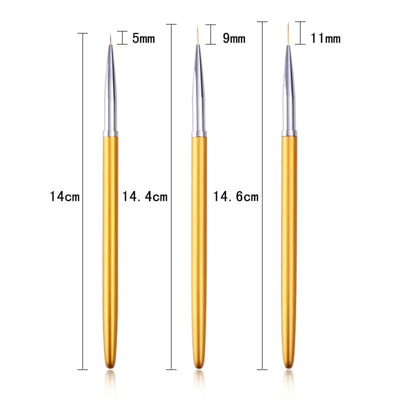 3Pcs Acrylic French Stripe Nail Art Liner Brush Set 3D Tips Manicure Ultra-thin Line Drawing Pen UV Gel Brushes Painting Tools-Nail Inspo