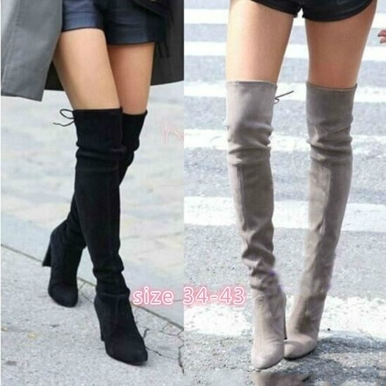 Women's Fashion Long Boots Suede High Heel Knee High Boots Thigh High Boots Plus Size 34-43(Please Choose Larger Size Than Usual) - Shop Trendy Women's Clothing | LoverChic