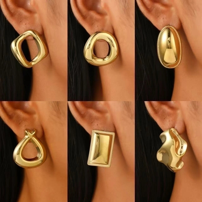 1 Pair Retro Minimalist Classic Style Geometric 304 Stainless Steel 18K Gold Plated Ear Studs