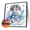 Petit chaton avec bouquet-partiel spécial diamant peinture-30*30cm