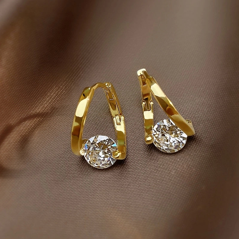 Geometric Micro-inlaid Zircon Earrings Korean Niche Earrings Earrings Women’s Exquisite  Temperament Earrings