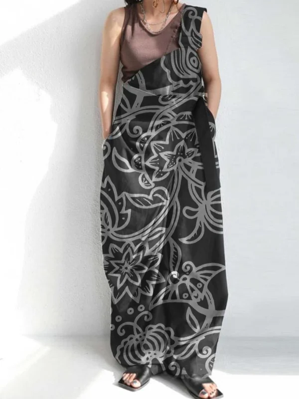 Personalized Single-Tie Printed Loose Jumpsuit