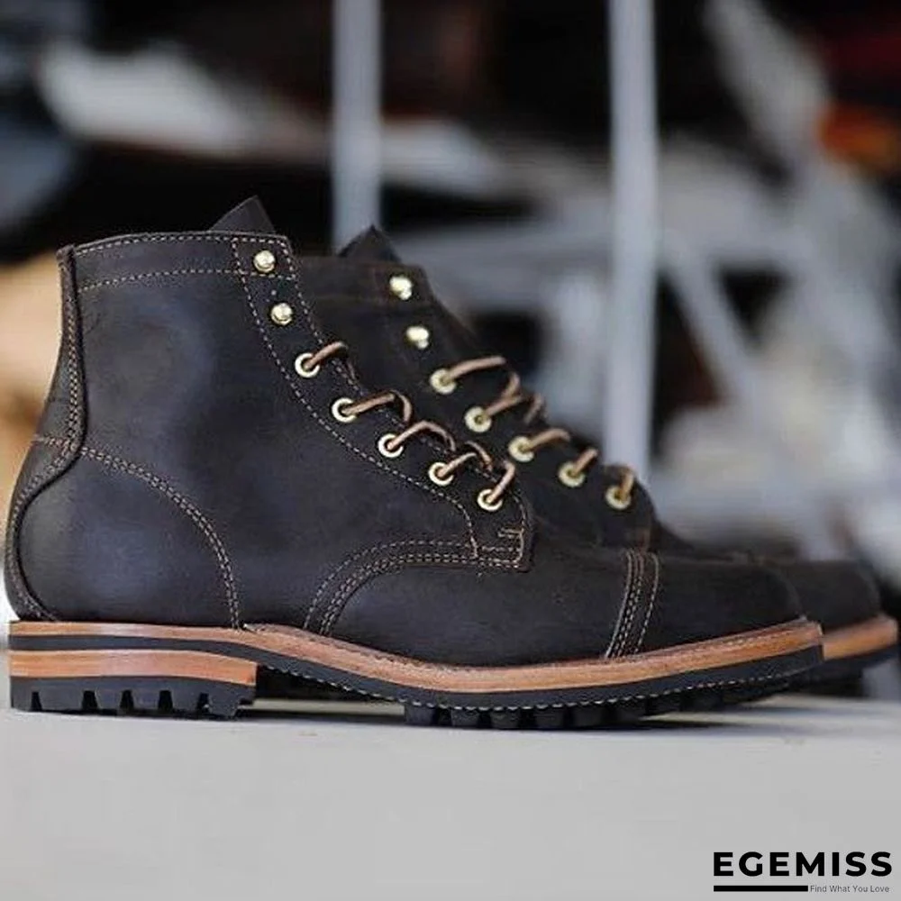 Men's Fall / Winter Casual Daily Boots PU Black / Army Green / Blue / Square Toe | EGEMISS