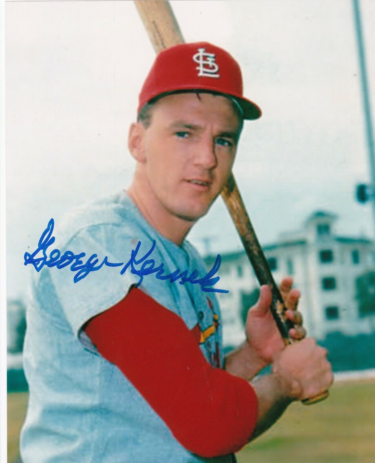 GEORGE KERNEK ST. LOUIS CARDINALS ACTION SIGNED 8x10