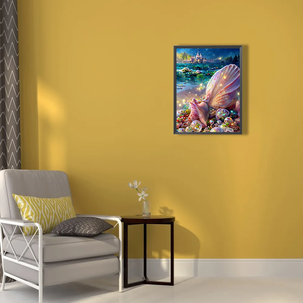 5D DIY Full Square Drill Diamond Painting Beach Shell Kit Home Decor Art Craft