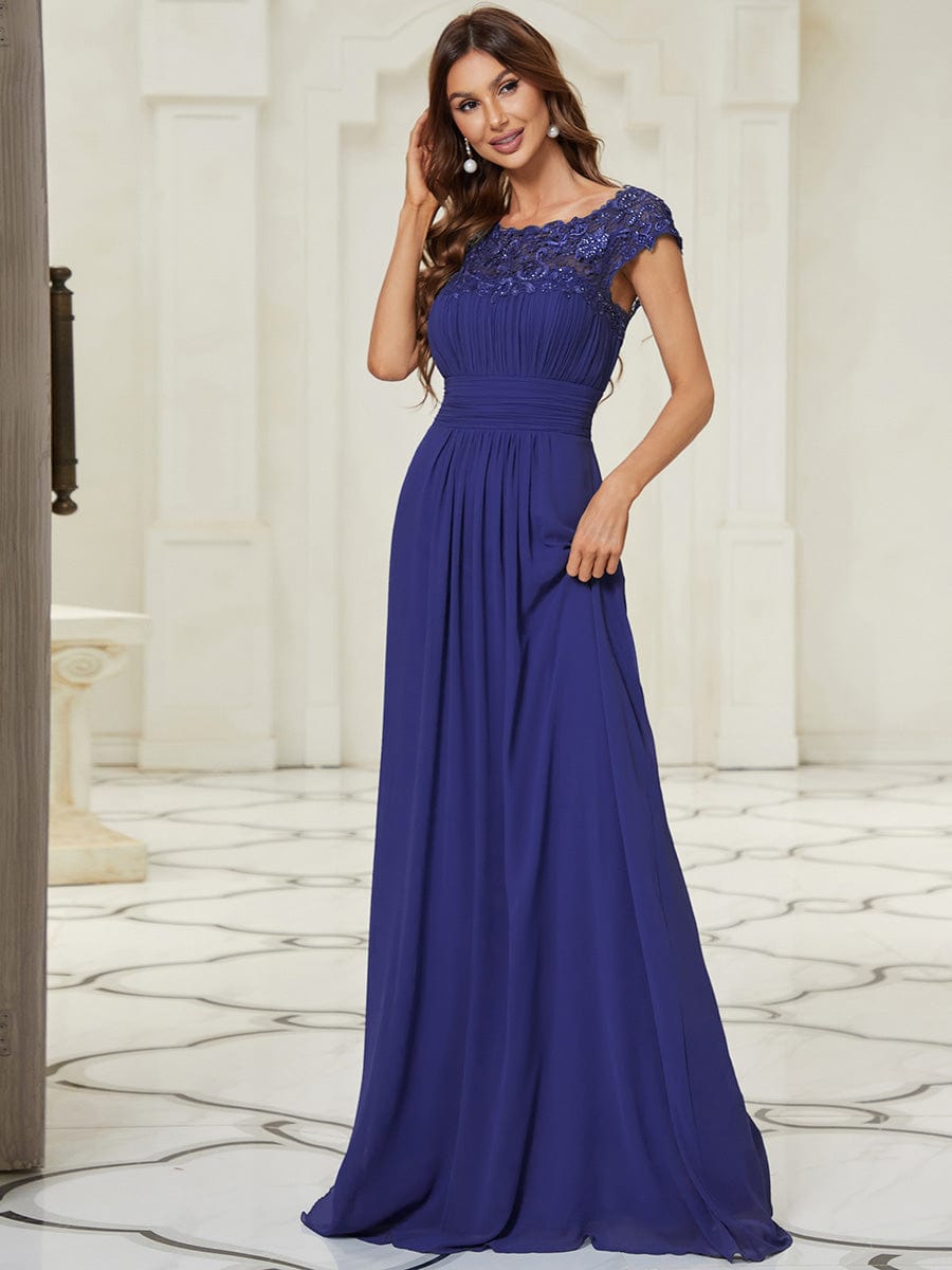 Sophisticated Lace Detail Evening Gown