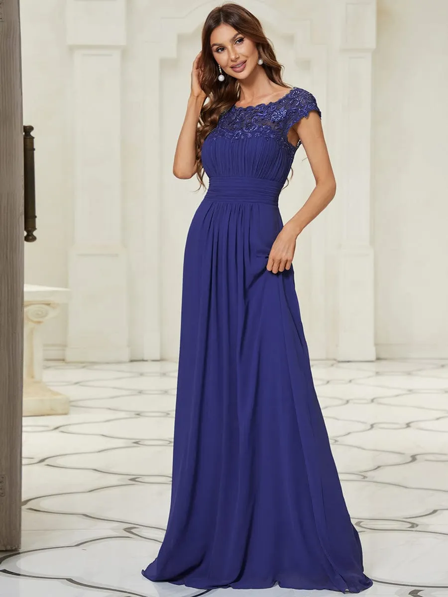 Sophisticated Lace Detail Evening Gown