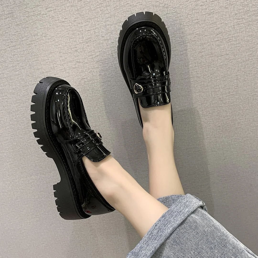 Qengg lolita Mary Jane shoes women Solid Loafers Zapatos De Mujer 2022 Casual Women Slip on Round Toe Platform Shoes low heels
